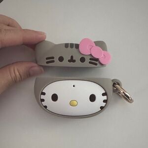 Sanrio Hello Kitty Pusheen Gray AirPods Case with Pink Accent